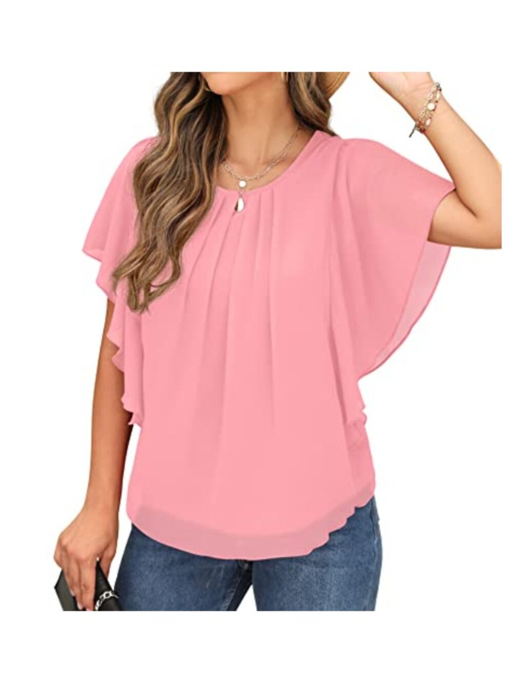 Women's Chiffon Blouse Loose Batwing Top